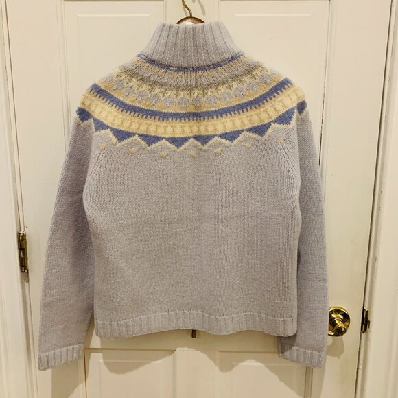 Vintage Lauren Ralph Lauren Hand Knit Lambswool Fair Isle Full Zip Sweater - Picture 3 of 13